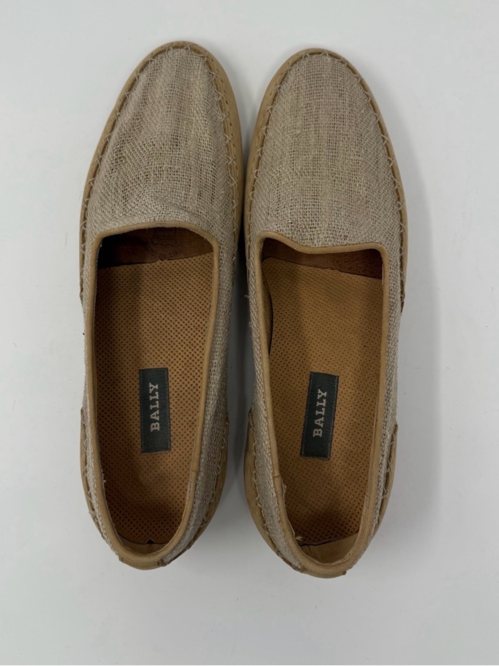 Bally Linen Espadrille Loafers Beige Leather Trim Mens US 10 EY 43 - Picture 4 of 6